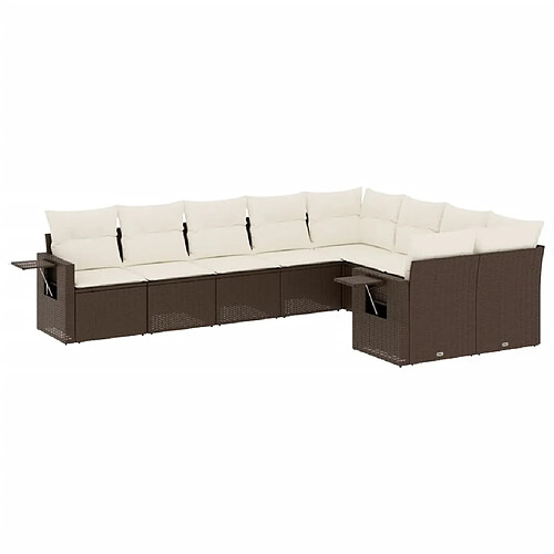 Maison Chic Salon de jardin avec coussins 9 pcs, Ensemble Tables et chaises de jardin, marron résine tressée -GKD103463