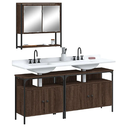 ComfortXL Ensemble De Meubles De Salle De Bain 3 Pièces Chêne Marron