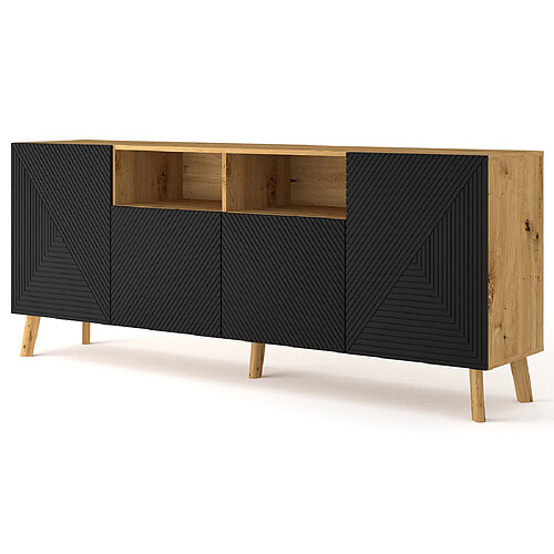 Bestmobilier Velato - buffet bas - bois et noir - 195 cm