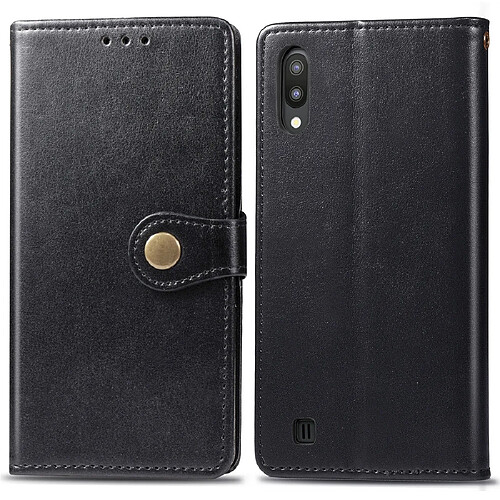 Wewoo Housse Coque Étui en cuir de protection pour téléphone portable avec boucle photocadre photo et fente carteportefeuille et support Galaxy M10 noir