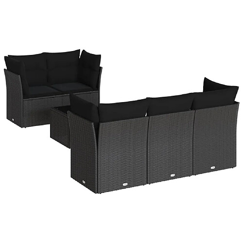 Maison Chic Salon de jardin 6 pcs avec coussins | Ensemble de Table et chaises | Mobilier d'Extérieur noir résine tressée -GKD37317