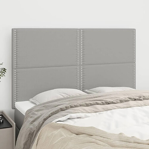 vidaXL Têtes de lit 4 pcs Gris clair 72x5x78/88 cm Tissu