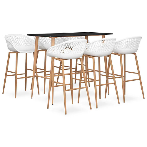 vidaXL Ensemble de bar 7 pcs Noir et blanc