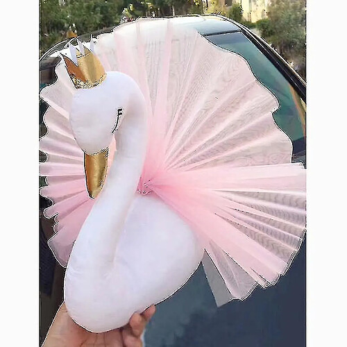 Universal Tête de licorne / cygne en peluche douce pour décoration murale blanche / rose