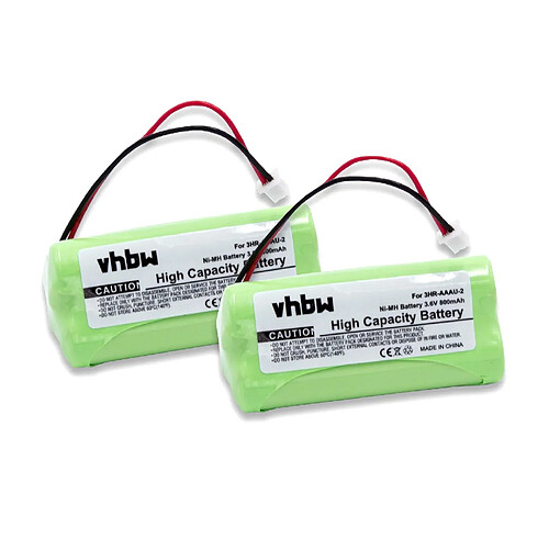 Lot 2 batteries Ni-MH vhbw 700mAh (3.6V) pour combiné téléphonique Bang & Olufsen BeoCom 2 . Remplace: 3HR-AAAU-2.