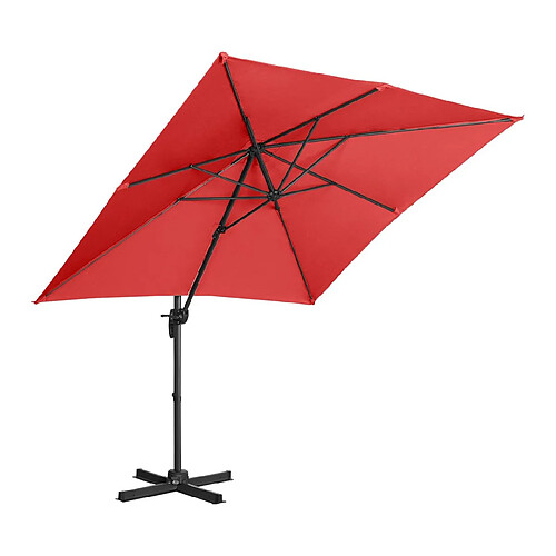 Helloshop26 Parasol de jardin meuble abri terrasse carré 250 x 250 cm pivotant rouge 14_0002675