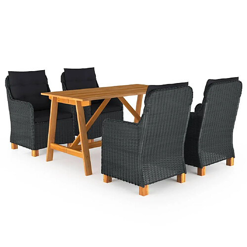 Salle à manger de jardin 5 pcs,Table et chaise à dîner Gris foncé -MN43322