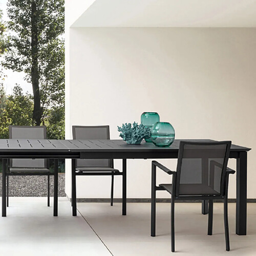 Mes Table de jardin extensible 160/240x100x76 cm en aluminium noir