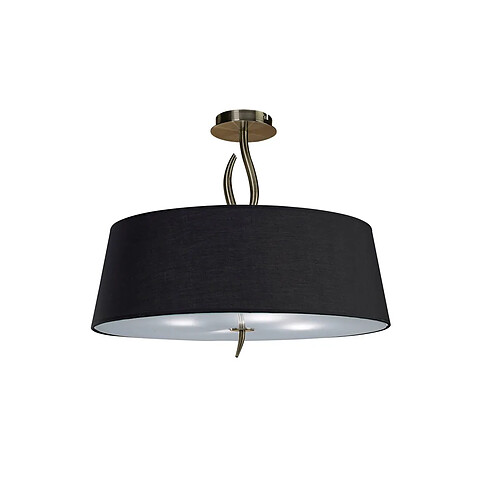 Inspired Ninette Semi Flush 4 Light E27, laiton antique avec abat-jour noir