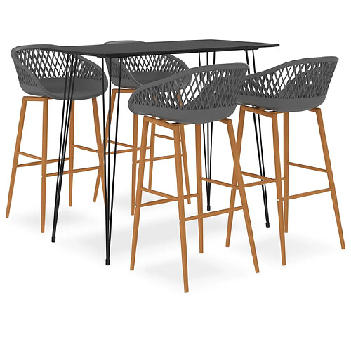 vidaXL Ensemble de bar 5 pcs Noir et gris