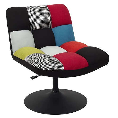 Mes Fauteuil pivotant 80x65x79,5 cm en tissu patchwork et noir