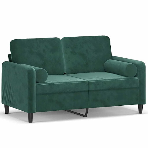 Maison Chic Canapé 2 places avec oreillers,Sofa de Salon,Canapé droit vert foncé 120 cm velours -GKD446569