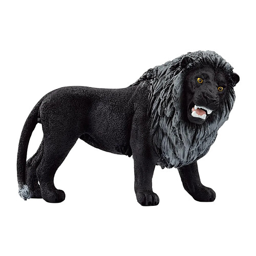 Schleich Figurine Lion Wildlife dans sa Posture Prêt à Bondir et à Rugir Noir