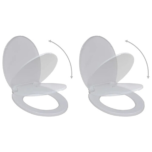 vidaXL Abattant WC avec frein de chute 2 pcs Plastique Blanc