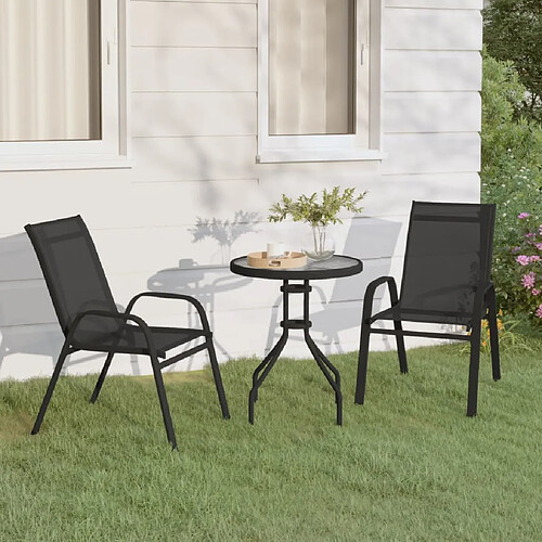 vidaXL Ensemble de bistro de jardin 3 pcs Noir