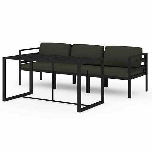 Maison Chic Ensemble de 4 Tables et chaises d'extérieur avec coussins,Salon de jardin Aluminium Anthracite -GKD737535