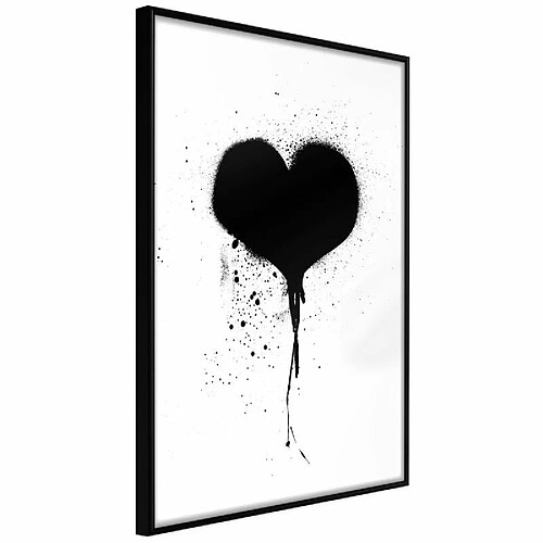 Paris Prix Affiche Murale Encadrée Graffiti Heart 30 x 45 cm Noir