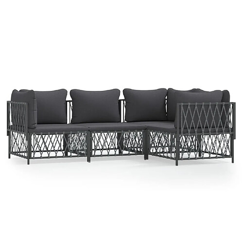 Maison Chic Salon de jardin 4 pcs avec coussins - Table et chaises d'extérieur - Mobilier/Meubles de jardin Moderne anthracite acier -MN15374