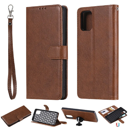 Etui en PU rabat détachable 2 en 1 avec support marron pour votre Samsung Galaxy A71