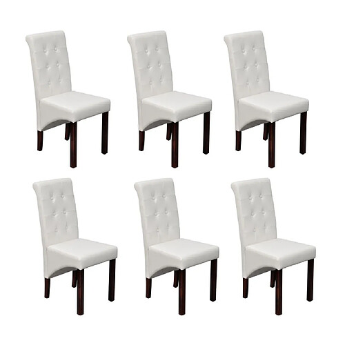 Decoshop26 Lot de 6 chaises de salle à manger cuisine capitonné design classique en synthétique blanc CDS022167