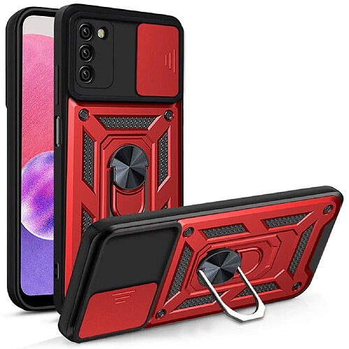 Coque en TPU antichoc, anti-rayures avec béquille rouge pour votre Samsung Galaxy A03s (166.5 x 75.98 x 9.14mm)