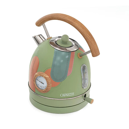 Bouilloire Caprizze Nara 2200 W en Acier Inoxydable Thermomètre Intégré Capacité 1,8 L Décoration Florale et Effet Bois