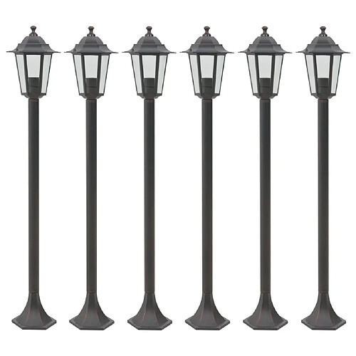 vidaXL Lampe de jardin à piquet 6 pcs E27 110 cm Aluminium Bronze