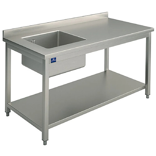 Mastro Plonge Inox avec Bac et Dosseret 1 Etagère - Profondeur 700 mm - Virtus