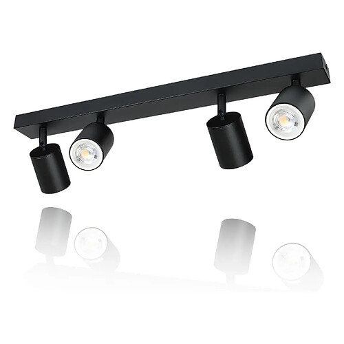 Nettlife Plafonnier LED 4 Spots Noir