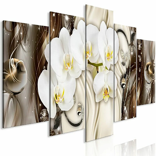 Paris Prix Tableau Orchid Waterfall 5 Panneaux Wide Brown 100x225cm