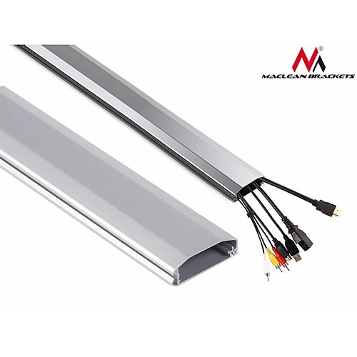 Maclean MC-693 cable canal bande en aluminium câble organisateur 60x20x750mm ouverture et fermeture facile (argent)