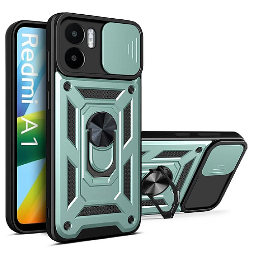 Coque en TPU anti-rayures avec béquille et glissière pour appareil photo pour votre Xiaomi Redmi A1 4G - vert