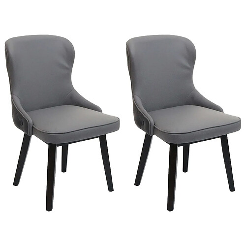 Decoshop26 Lot de 2 chaises de salle à manger coutures décoratives au dos asssie en tissu gris foncé-gris clair 04_0007384