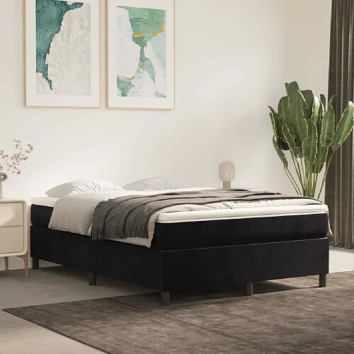 Maison Chic Lit Adulte - Lit simple Lit à sommier tapissier avec matelas moelleux - Meuble de Chambre - Noir 140x190 cm Velours -MN71098