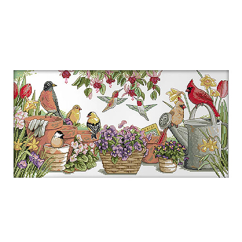 Ensemble De Broderie De Kits De Point De Croix Estampillé - Motif D'oiseaux 14CT 54x30cm