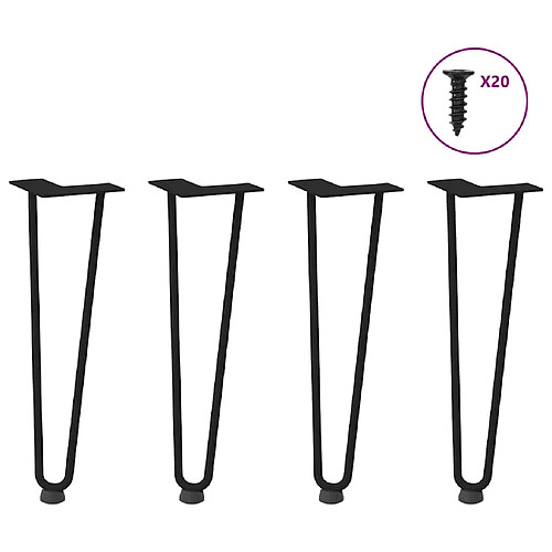 vidaXL Pieds de table en forme d'épingle à cheveux 4 pcs noir 42 cm