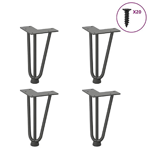 vidaXL Pieds de table en forme d'épingle à cheveux 4 pcs anthracite