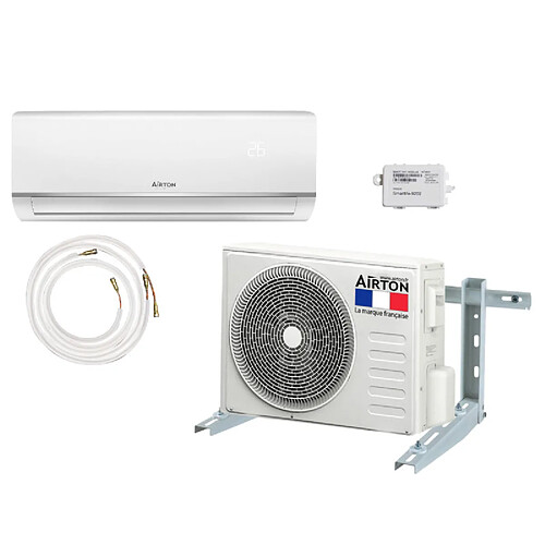 Pack Climatiseur réversible AIRTON - A Poser Soi-même - 5270W - Readyclim 6M - WIFI - Support Mural - 409732LF6WSM