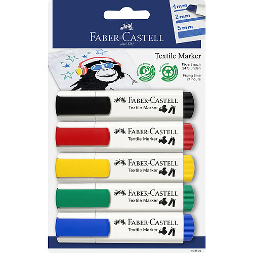 FABER-CASTELL Marqueur pour tissu, blister de 5 ()