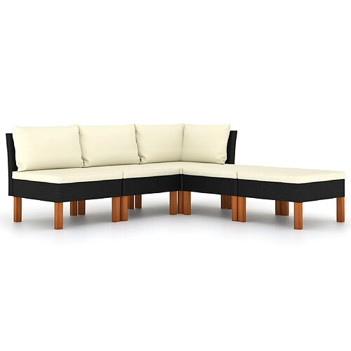 Maison Chic Salon de jardin 5 pcs + coussins - Mobilier/Meubles de jardin - Table et chaises d'extérieur Résine tressée Noir -MN74551