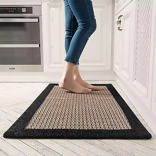 Tapis de Cuisine Lavables et Antidérapants Noir 50x80cm