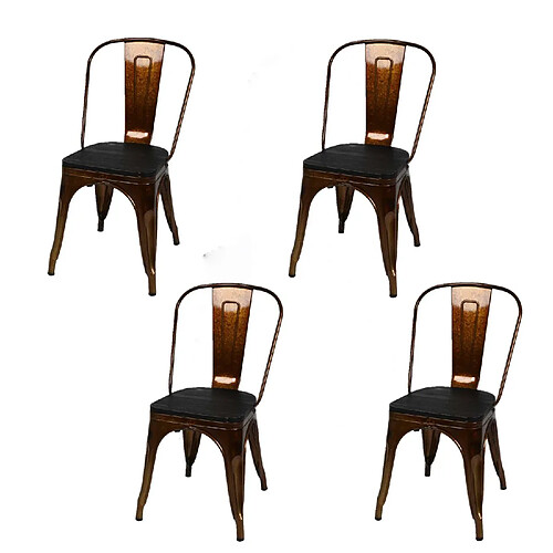 Urban Living Lot de 4 chaises vintage Liv H84 cm - Doré et noir