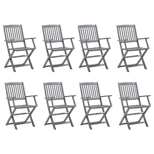 vidaXL Chaises pliables d'extérieur lot de 8 Bois d'acacia solide