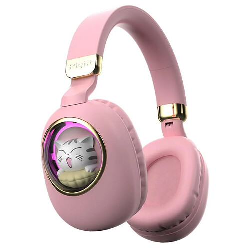 Yonis Casque Audio Enfant Bluetooth Rose Pliable