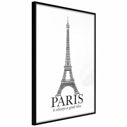 Paris Prix Affiche Murale Encadrée Eiffel Tower 40 x 60 cm Noir