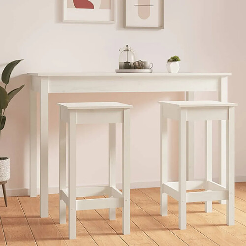 vidaXL Tabourets de bar lot de 2 blanc 40x40x78 cm bois massif de pin