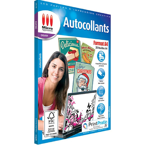 Pack 25 autocollants Micro Application A4