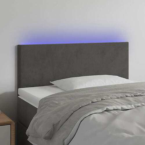 vidaXL Tête de lit à LED Gris foncé 90x5x78/88 cm Velours