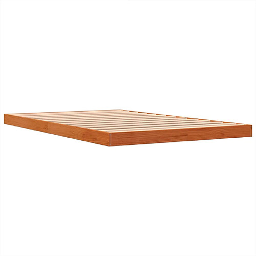 Vidaxl Cadre de lit cire marron 120x200 cm bois de pin massif