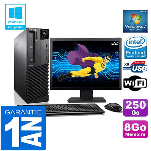 PC Lenovo M92p SFF Intel G630 Ram 8Go Disque 250 Go Wifi W7 Ecran 22" · Occasion